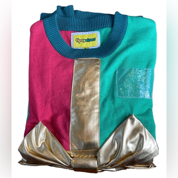 TIPSY ELVES: “Present” Ugly Sweater, Red/Green, Size L - Picture 8 of 8